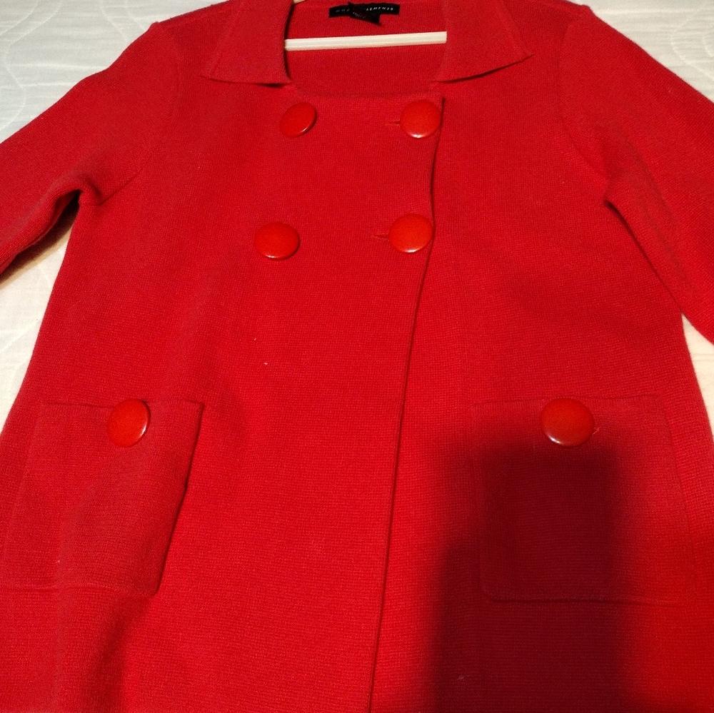 🙂Grace Elements Women's Red Knit Blazer Size 2 100% Cotton